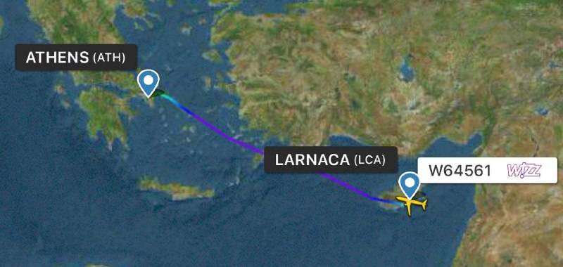 Today January 19 Wizz Air flight W64561 from Larnaca to Athens